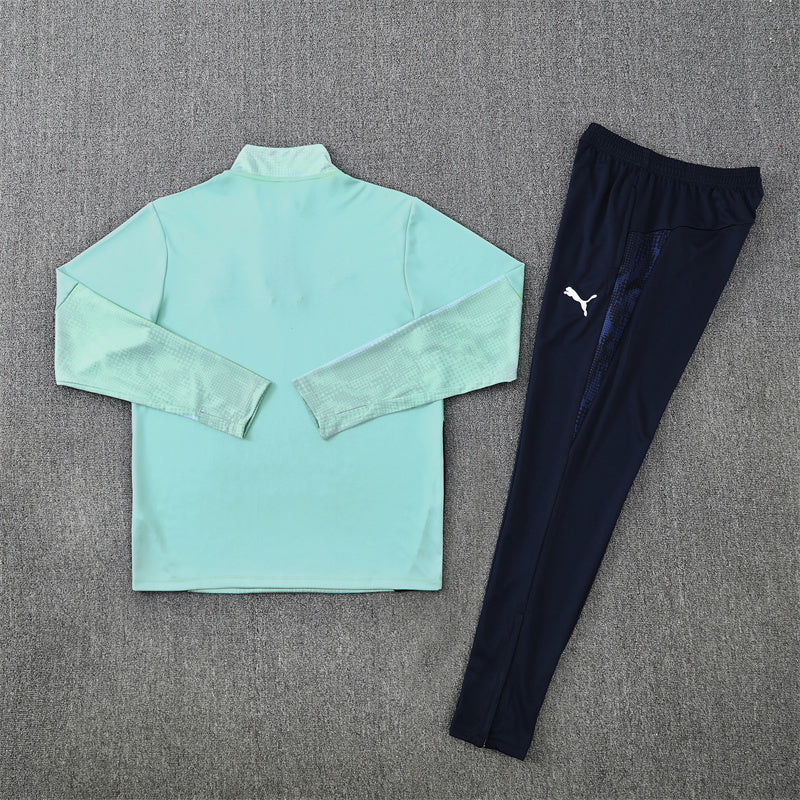 Olympique de Marseille Tracksuit-Light Green and Navy Blue