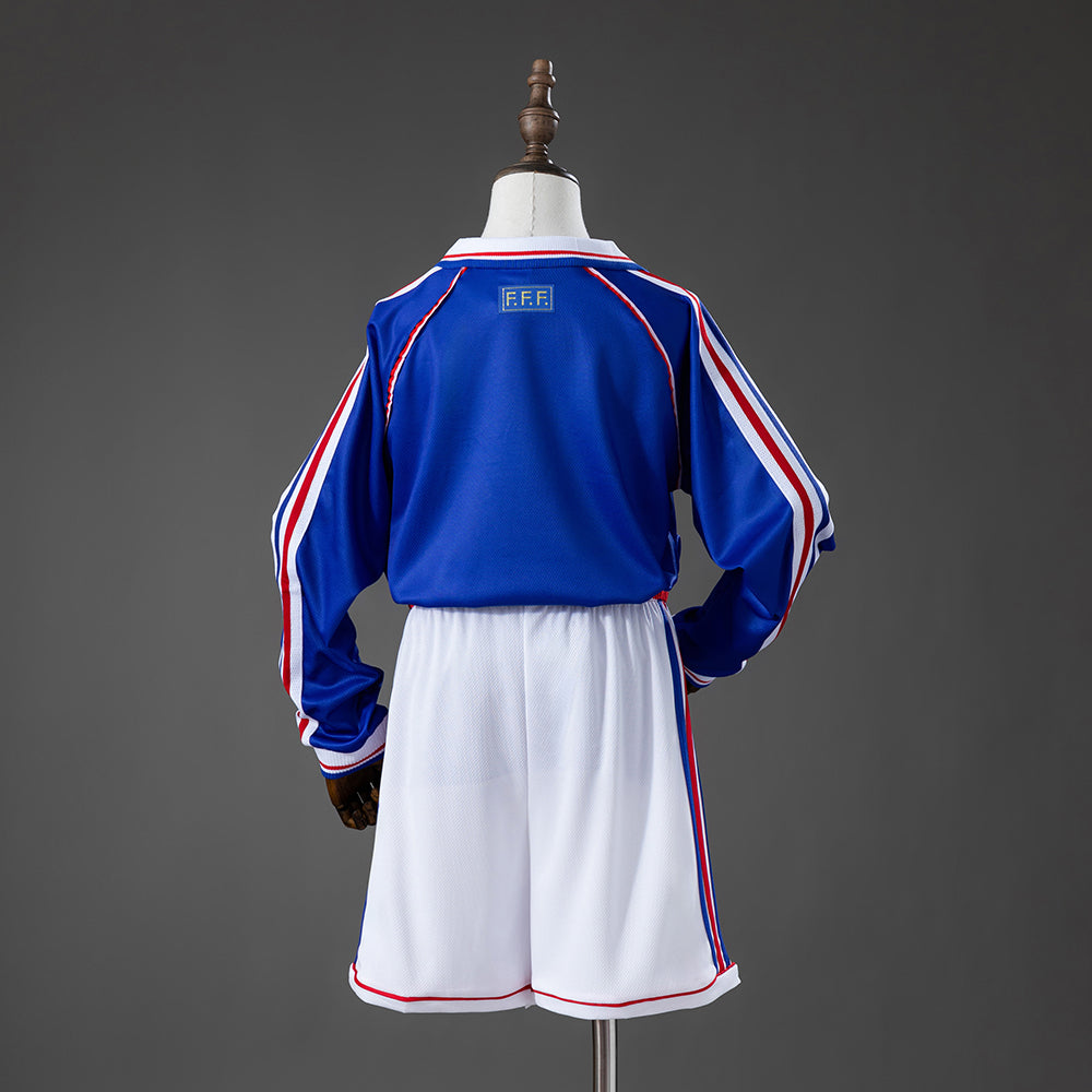 France 1998 Home Retro Long Sleeve Kids Kit
