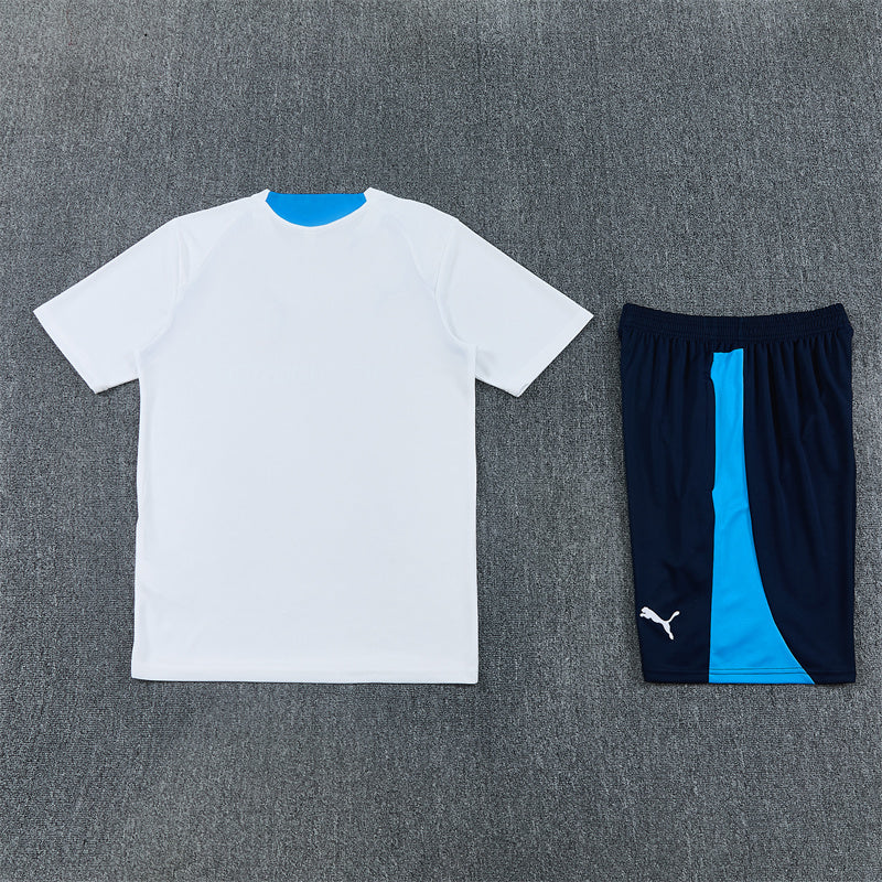 Olympique de Marseille Shorts Set-White and Navy Blue