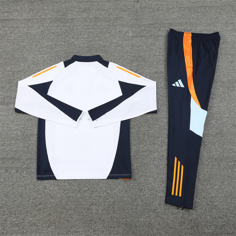 Real Madrid Tracksuit-White, Orange and Black
