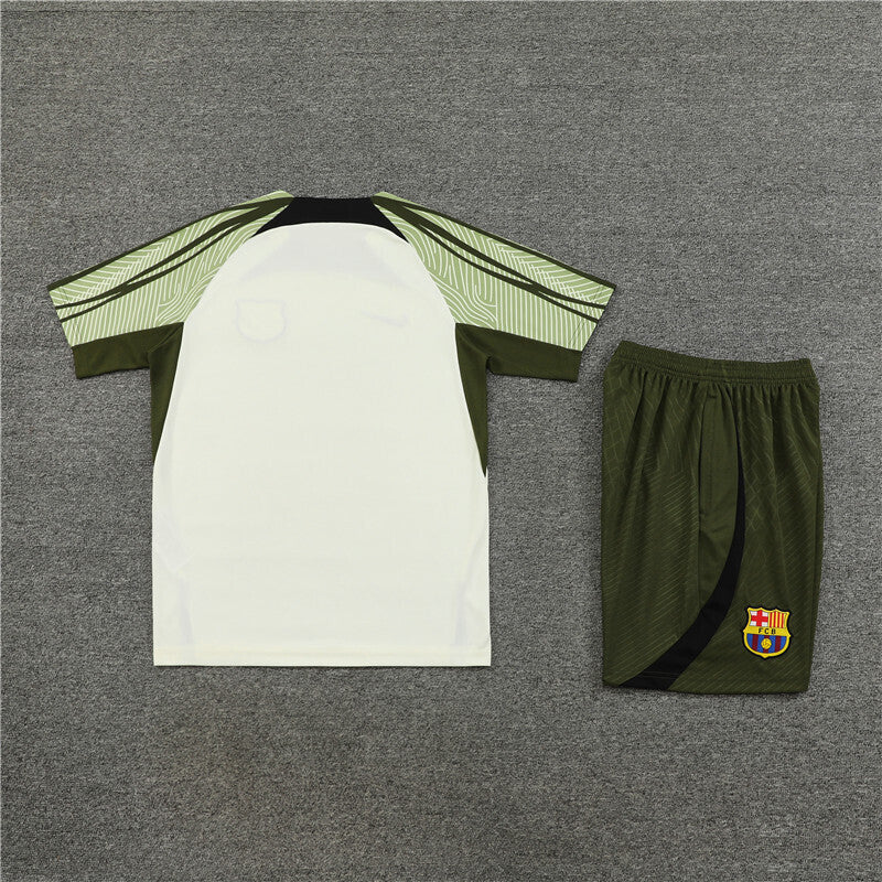 Barcelona Shorts Set-Light Cream and Dark Green