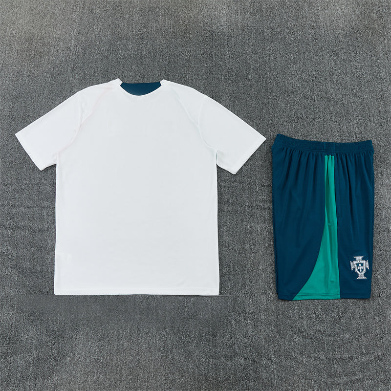 Portugal Shorts Set-White and Navy Blue