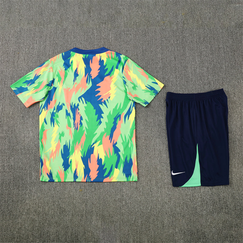 Brazil Shorts Set-Green and Navy Blue