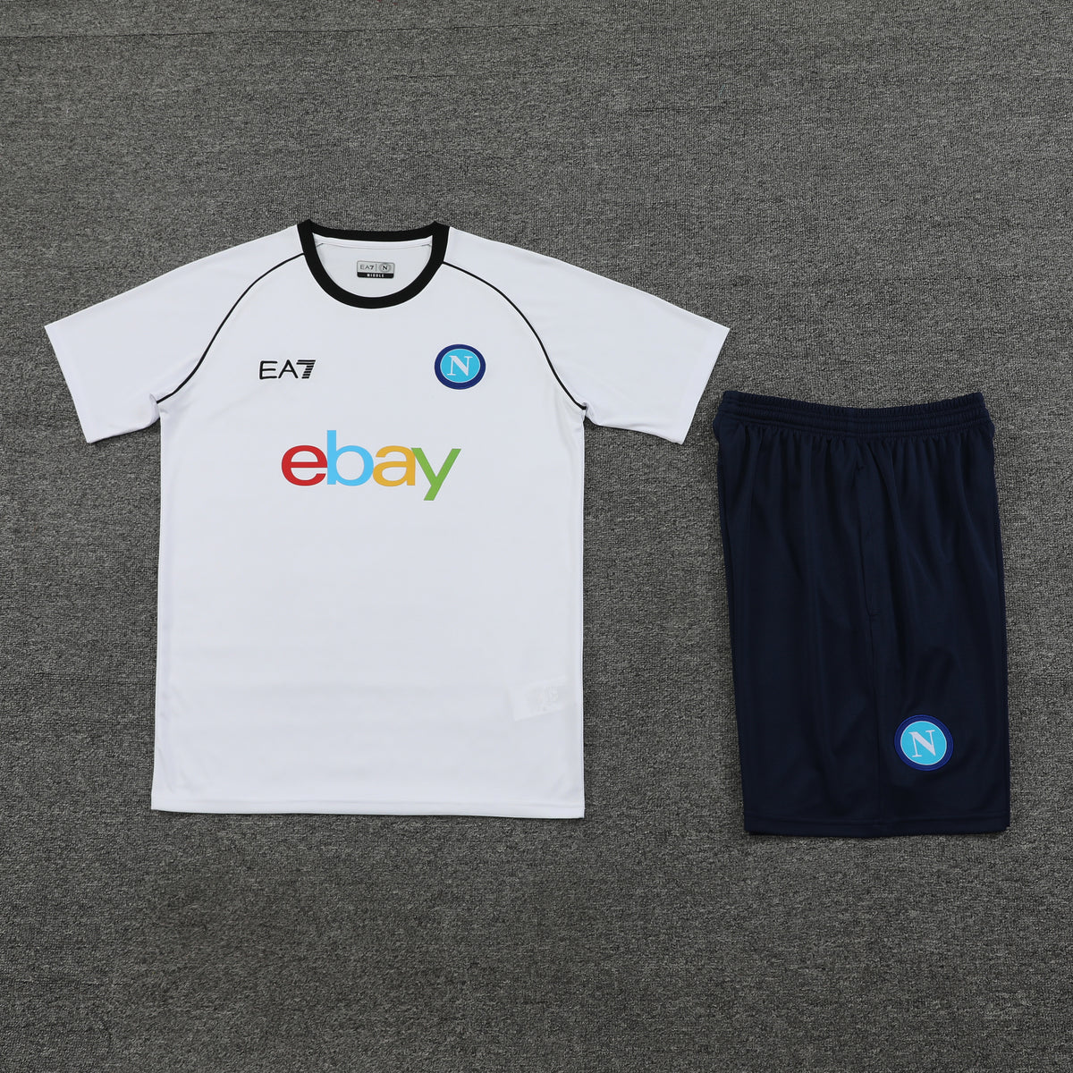 Napoli Shorts Set-White and Navy Blue