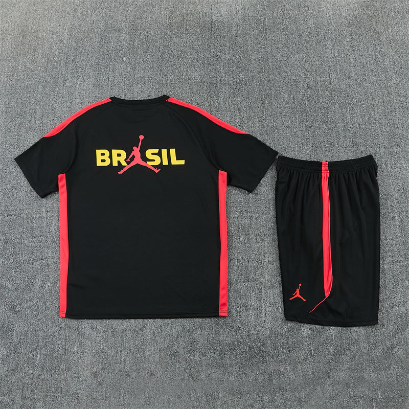 Brazil Shorts Set-Black and Red