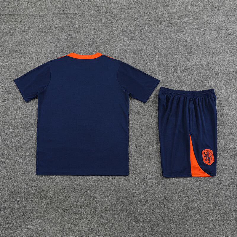 Netherlands Shorts Set-Navy Blue and Orange