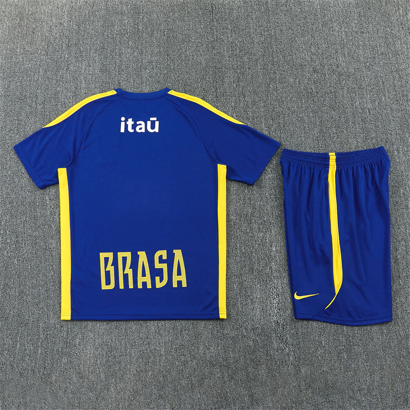 Brazil Shorts Set-Dark Blue and Yellow