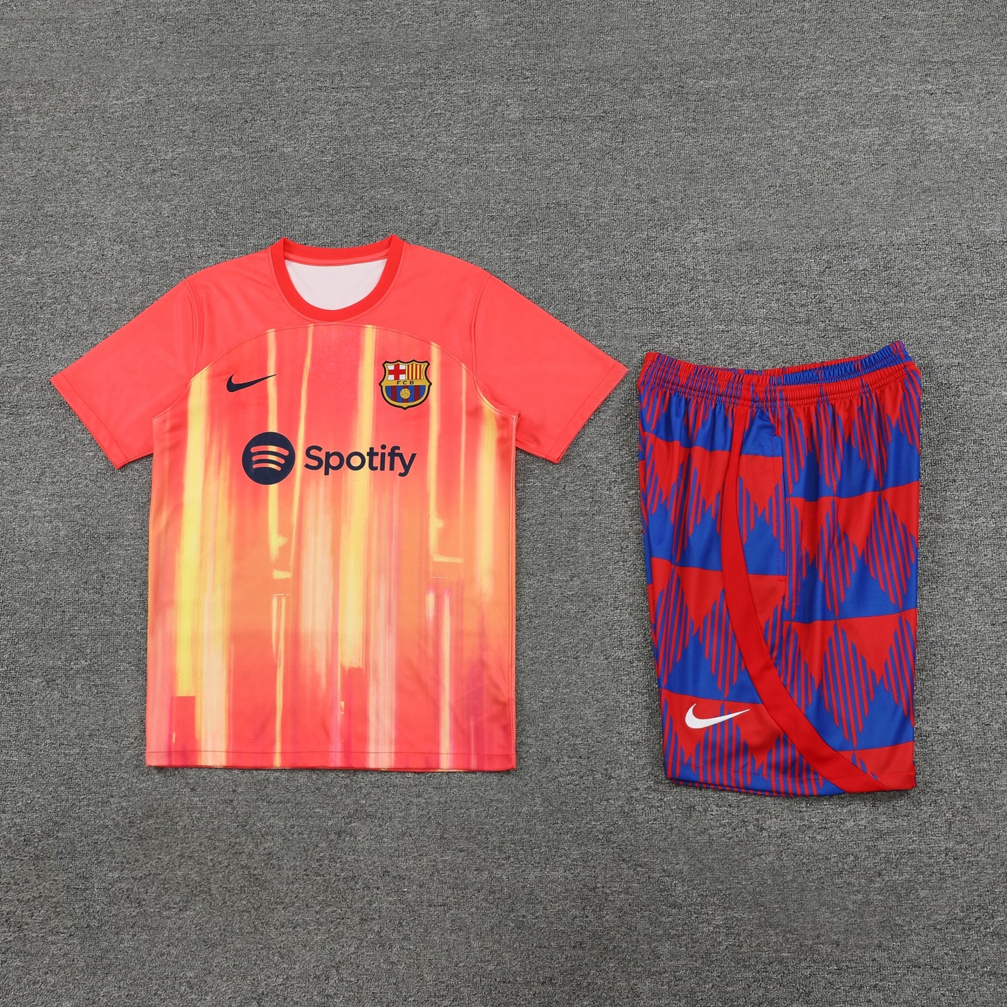 Barcelona Shorts Set-Orange, Red and Blue
