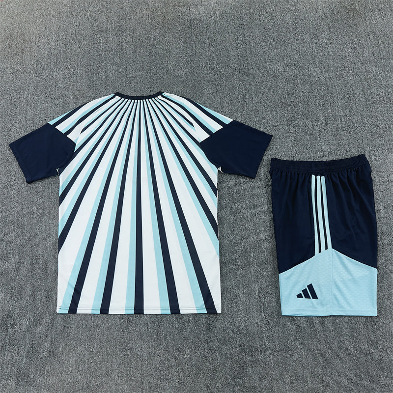 Argentina Shorts Set-White and Blue