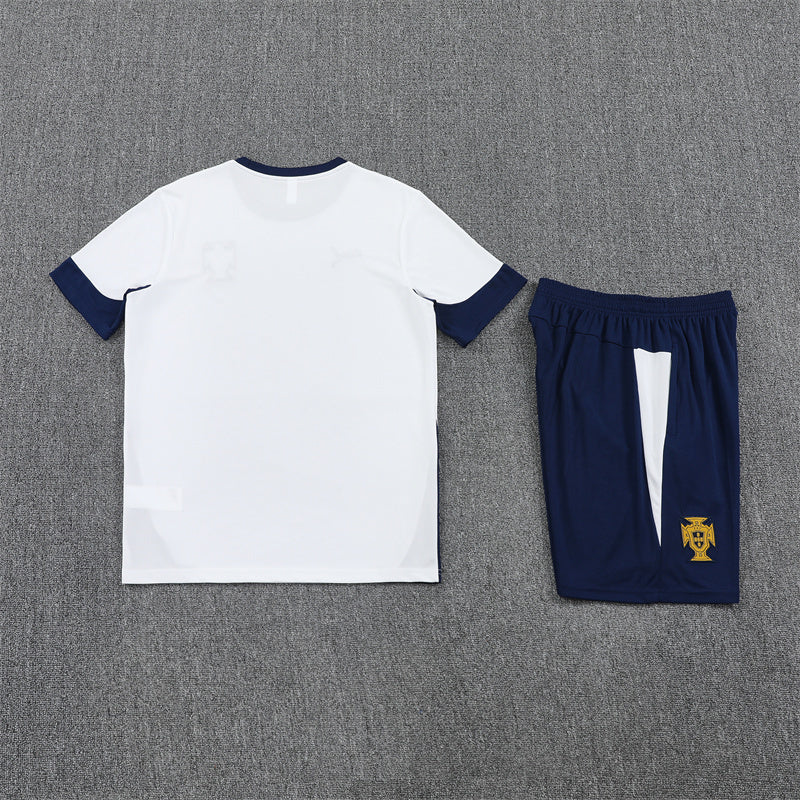 Portugal Shorts Set-White and Navy Blue