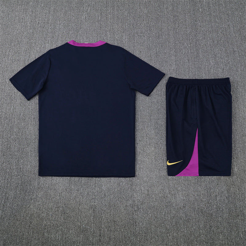 Barcelona Shorts Set-Navy Blue and Purple