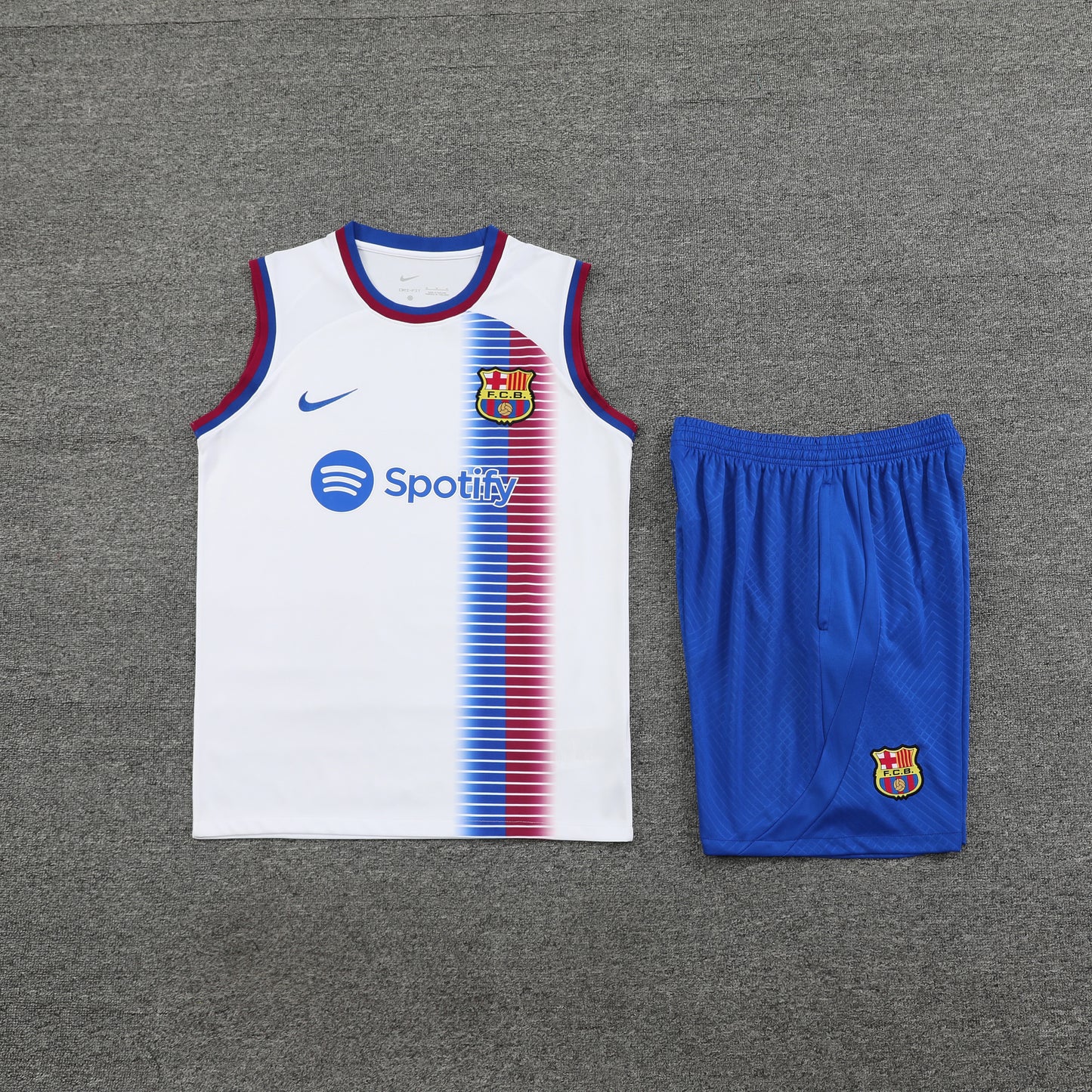 Barcelona Vest Set-White and Blue