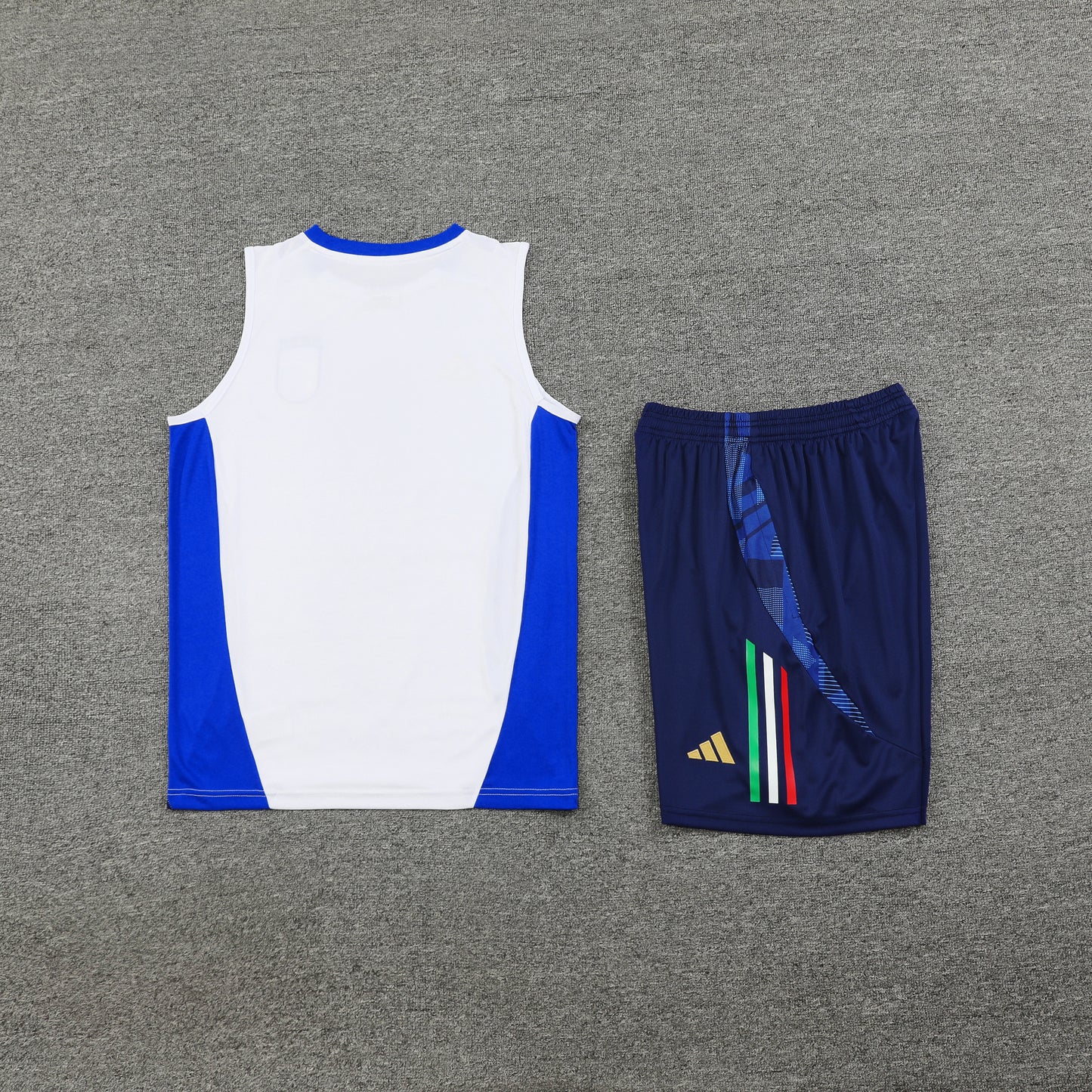 Italy Vest Set-White and Navy Blue