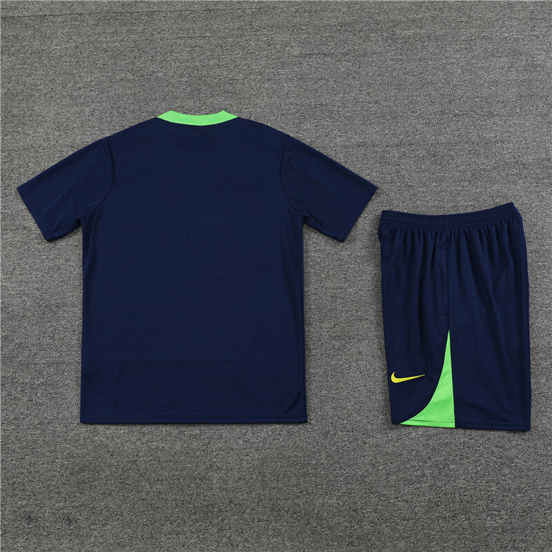 Brazil Shorts Set-Navy Blue and Green
