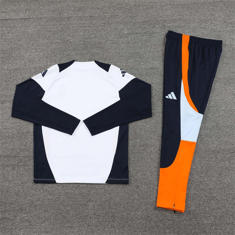 Real Madrid Tracksuit-White, Orange and Black