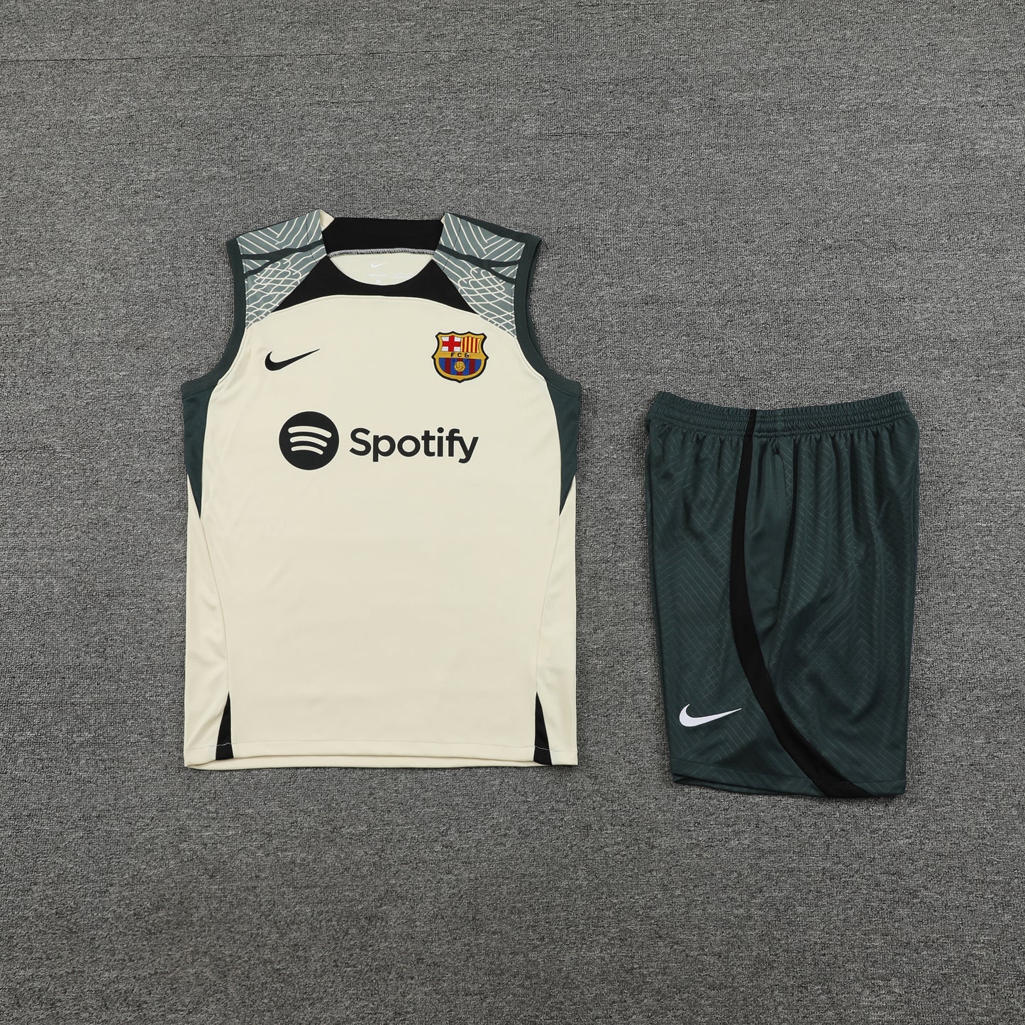 Barcelona Vest Set-Cream and Dark Grey