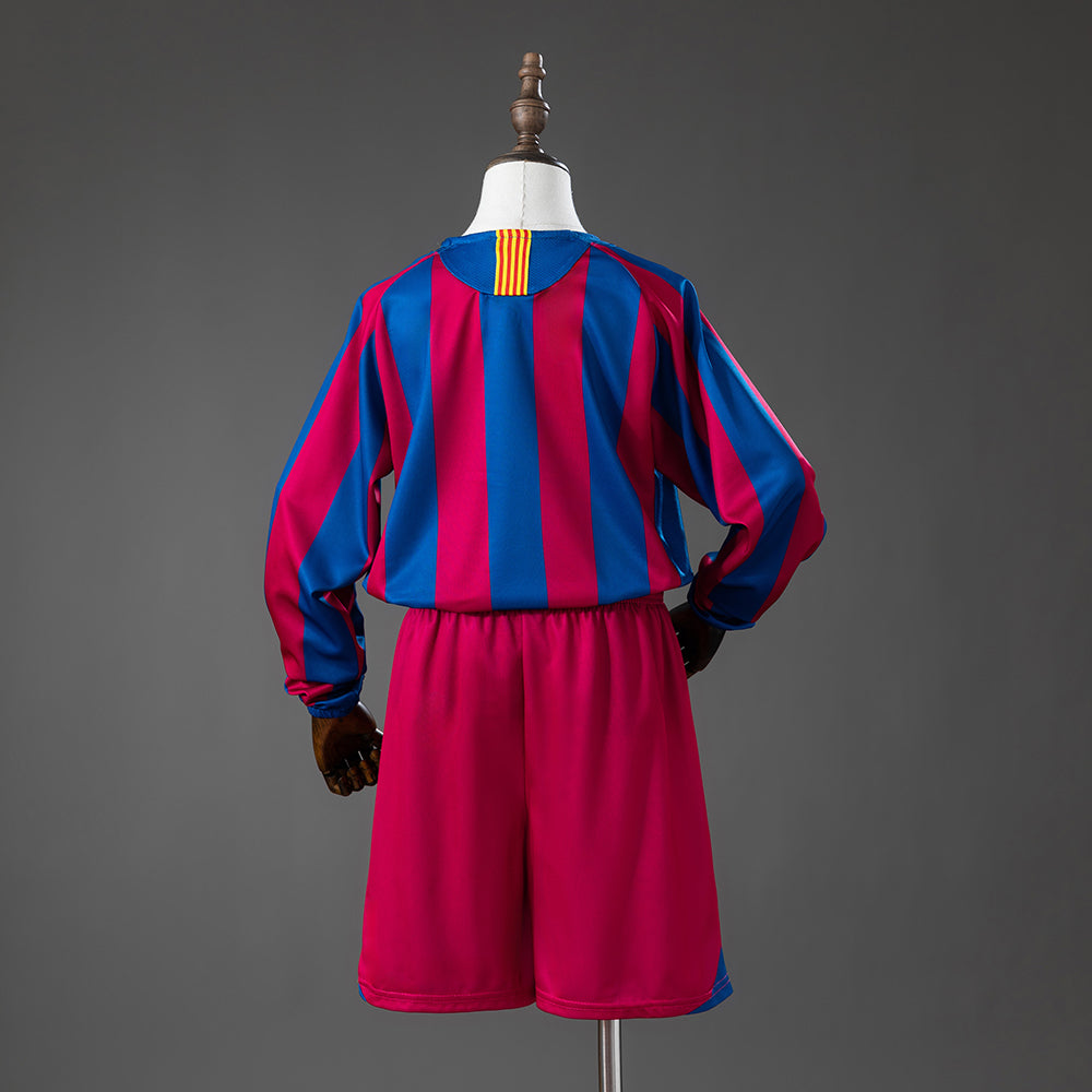 Barcelona 05/06 Home (League Edition) Retro Long Sleeve Kids Kit