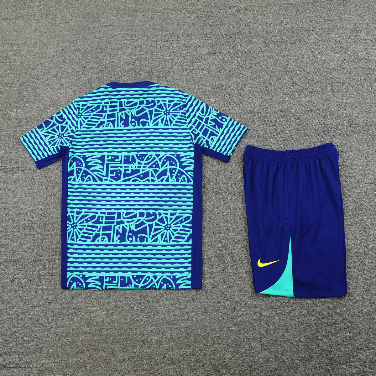 Brazil Shorts Set-Green and Dark Blue