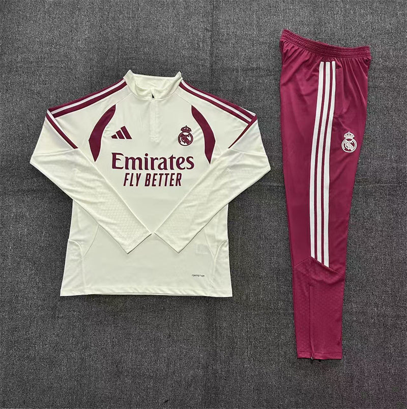 Real Madrid Tracksuit-White and Pink