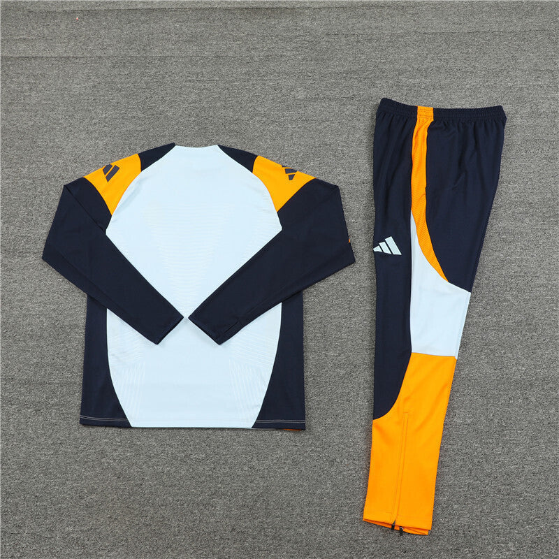 Real Madrid Tracksuit-White, Orange and Black