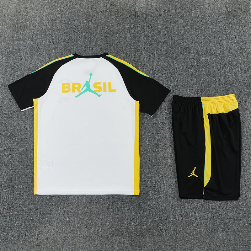 Brazil Shorts Set-White and Black