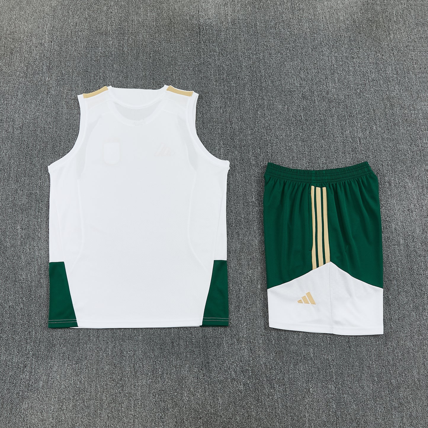 Italy Vest Set-White and Dark Green