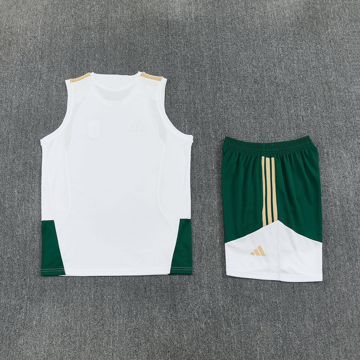 Italy Vest Set-White and Dark Green