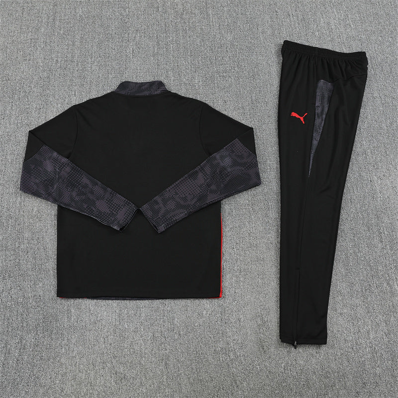 AC Milan Tracksuit-Dark Grey, Red and Black