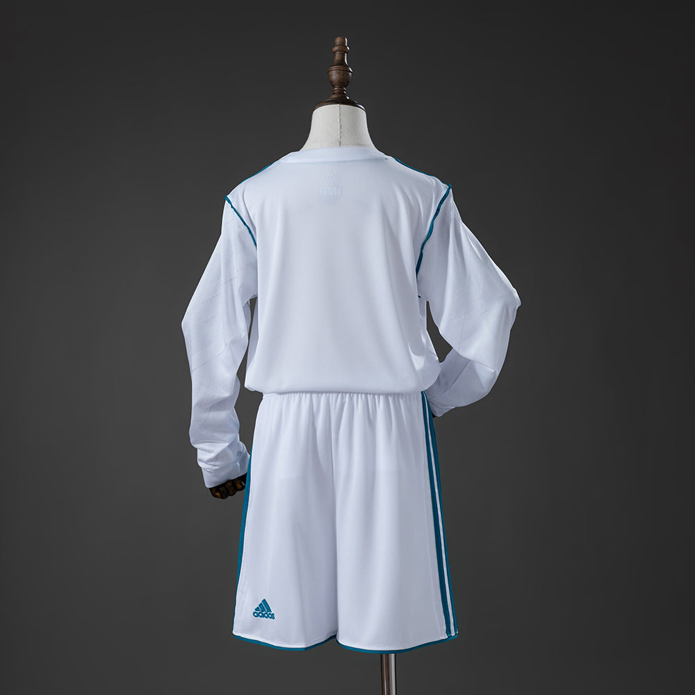 Real Madrid 17/18 Home Retro Long Sleeve Kids Kit