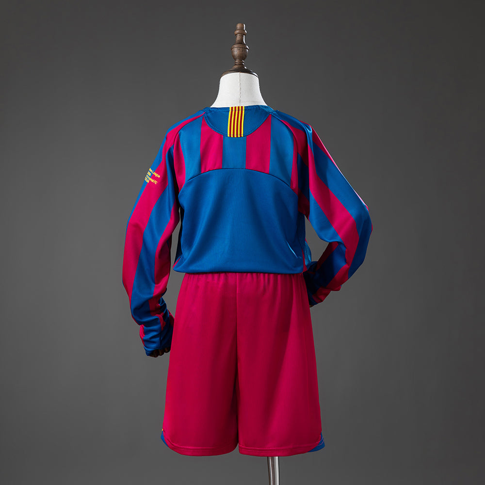 Barcelona 05/06 Home (UEFA Champions League) Retro Long Sleeve Kids Kit