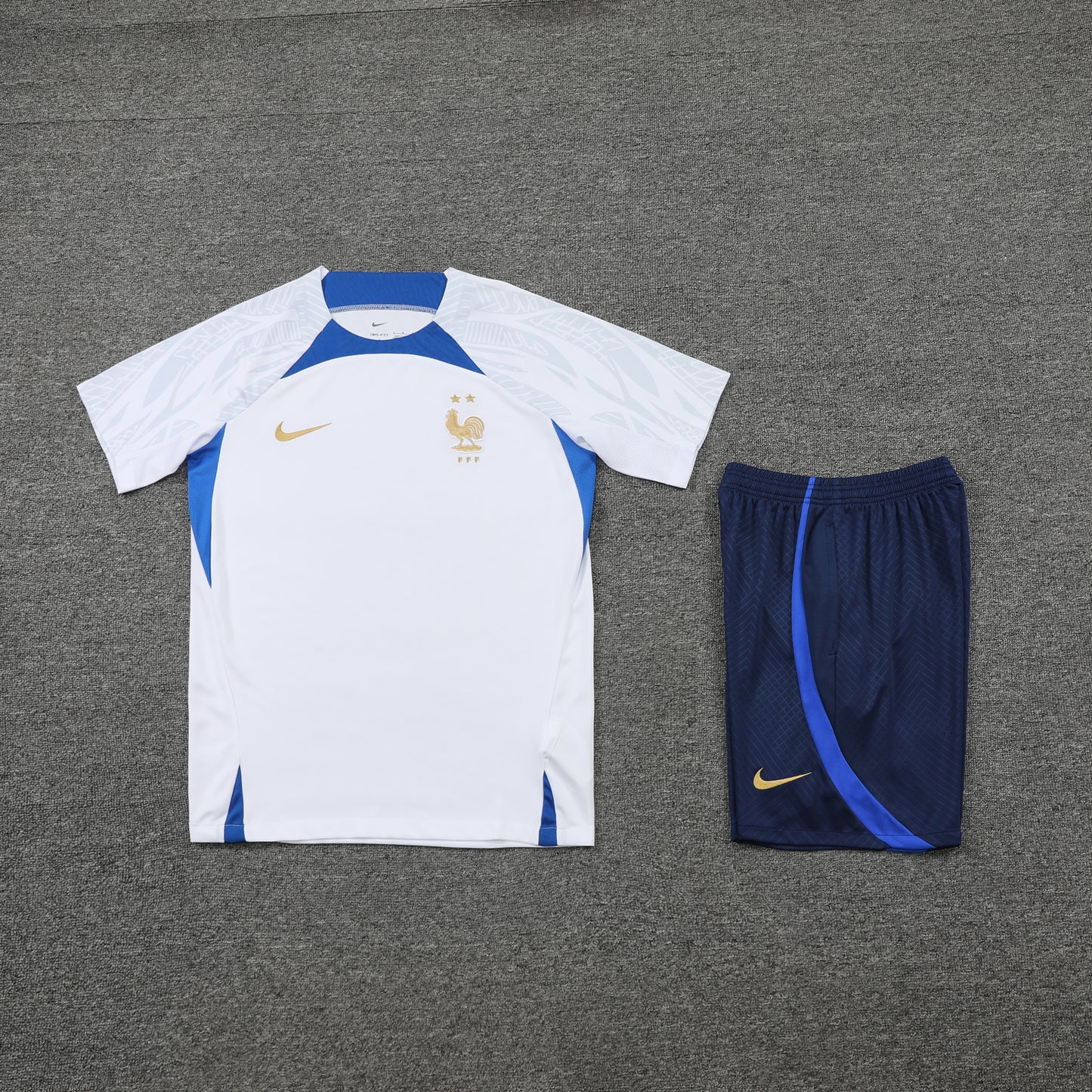 France Shorts Set-White and Navy Blue