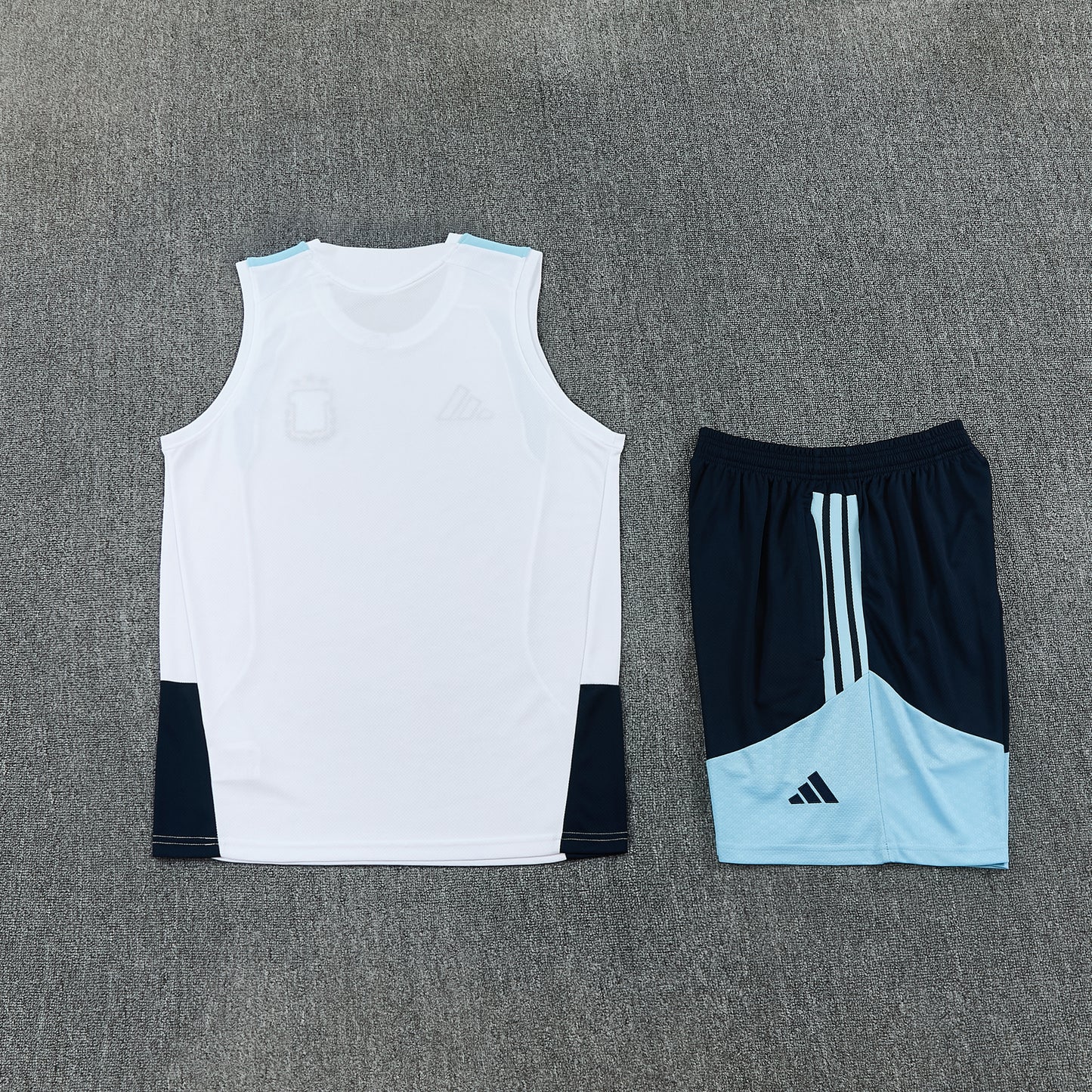 Argentina Vest Set-White and Navy Blue
