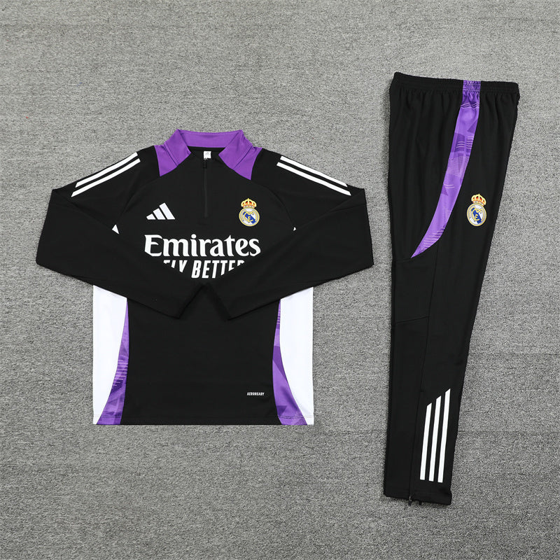 Real Madrid Tracksuit-White, Purple and Black