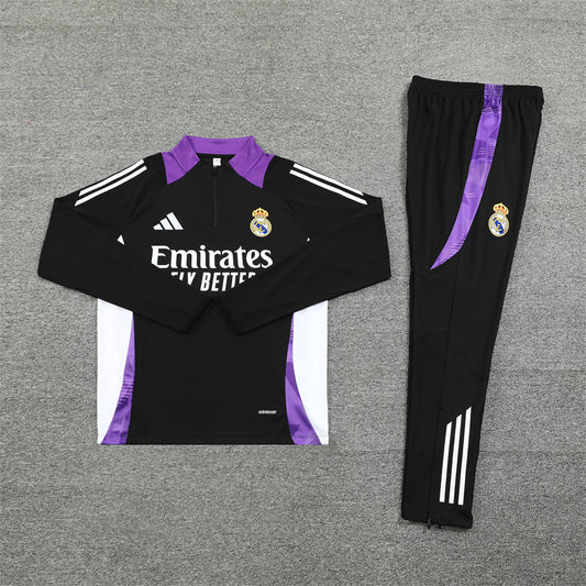 Real Madrid Tracksuit-White, Purple and Black