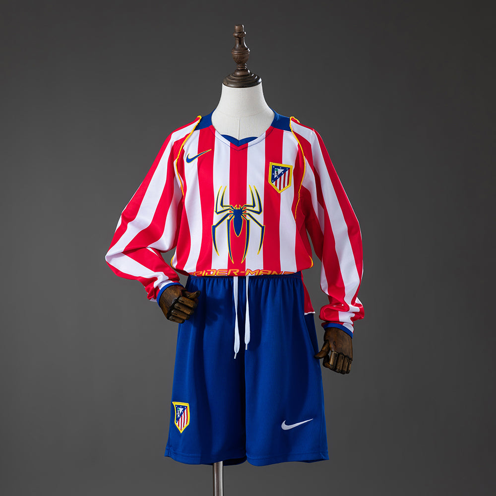 Atletico Madrid 04/05 Home Retro Long Sleeve Kids Kit