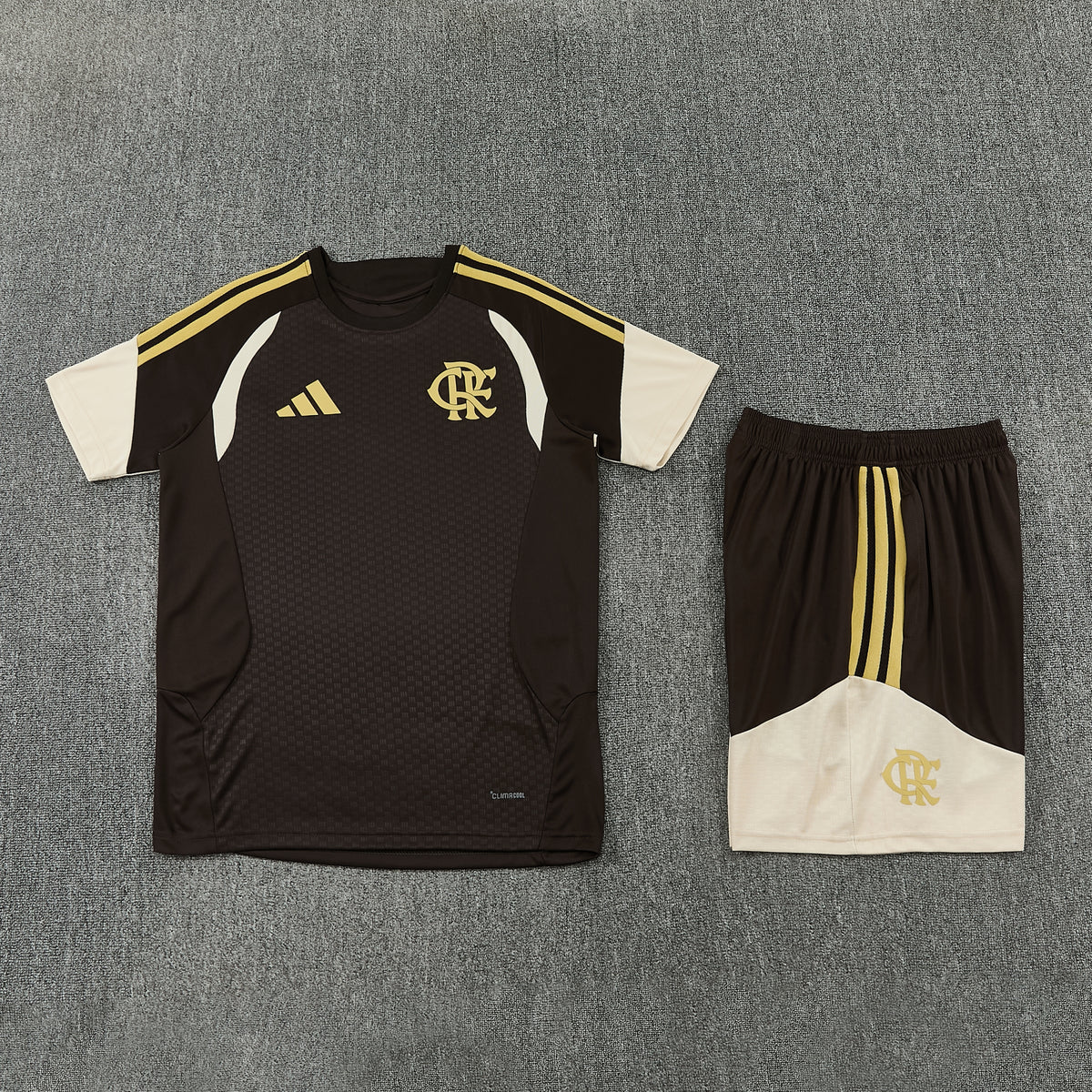 Flamengo Shorts Set-Dark Brown and Cream