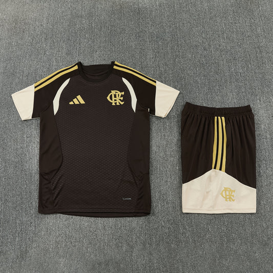 Flamengo Shorts Set-Dark Brown and Cream