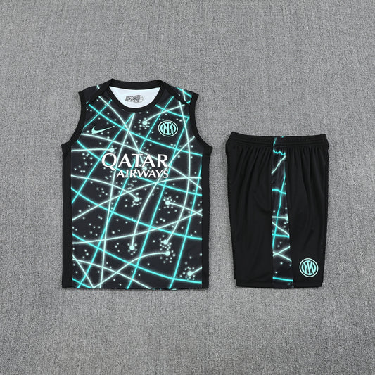 Inter Milan Vest Set-Black and Neon Green