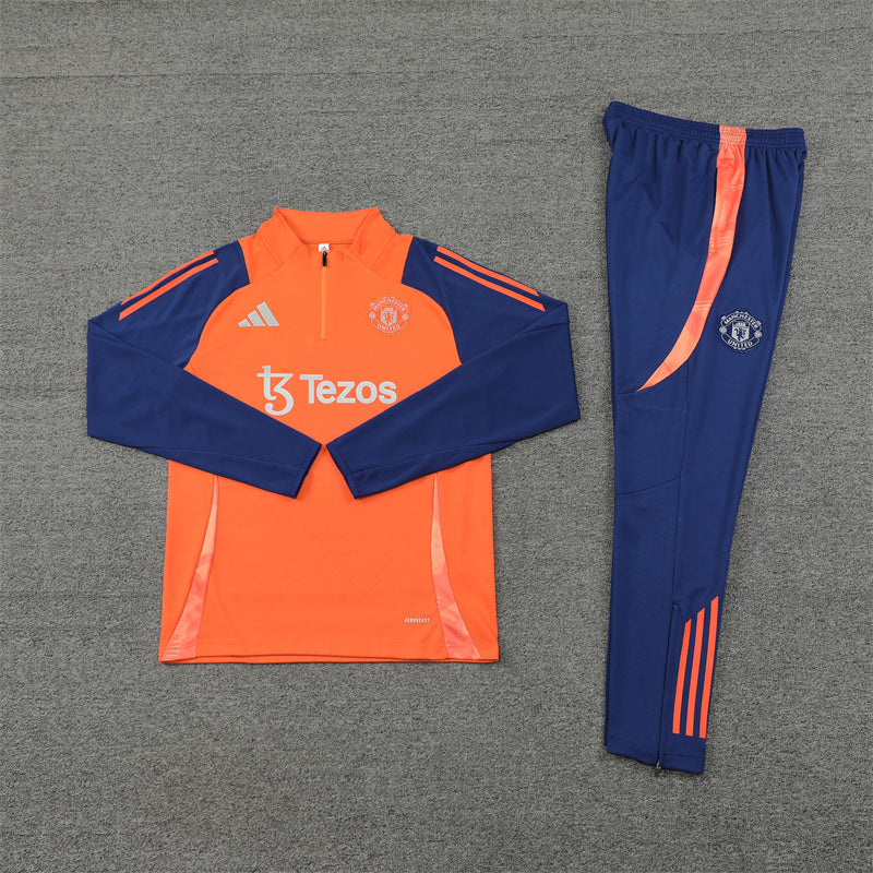 Manchester United Tracksuit-Orange and Navy Blue