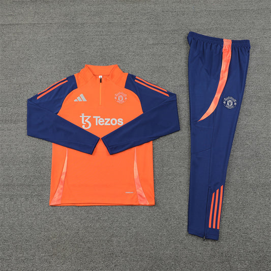 Manchester United Tracksuit-Orange and Navy Blue
