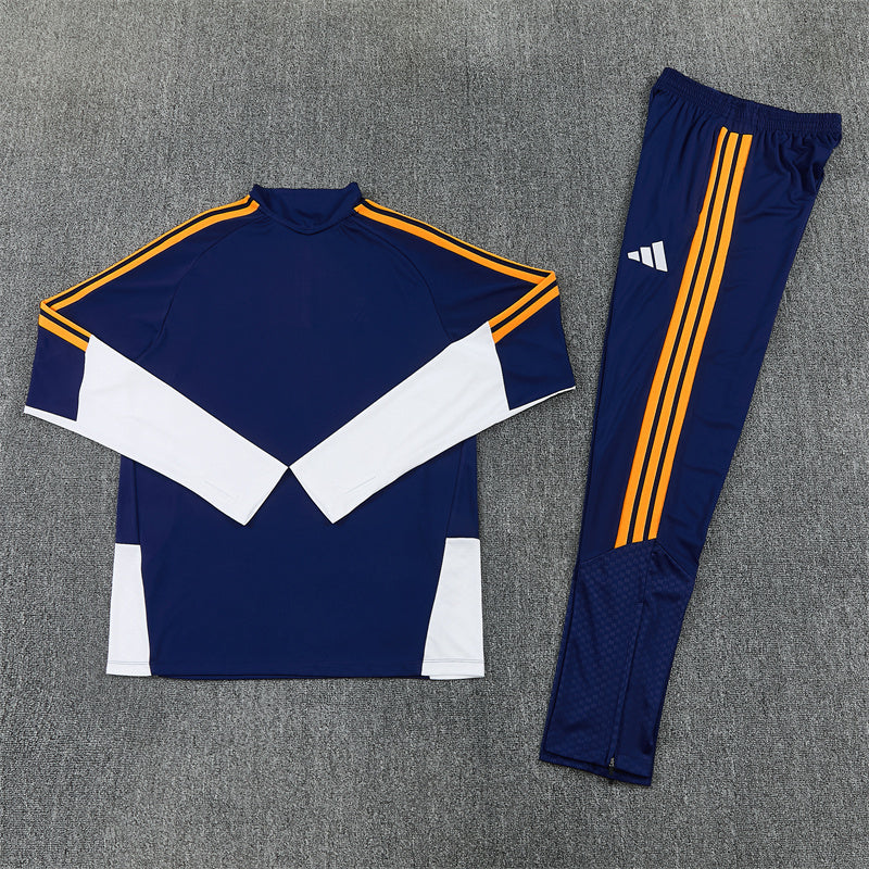 Real Madrid Tracksuit-Dark Blue and White