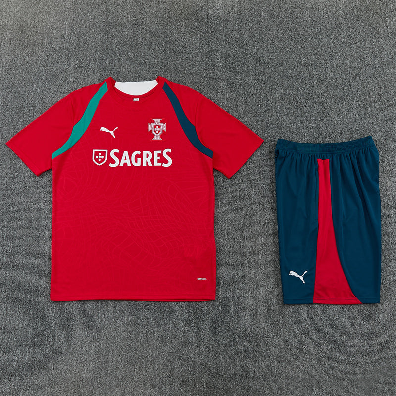 Portugal Shorts Set-Red and Navy Blue