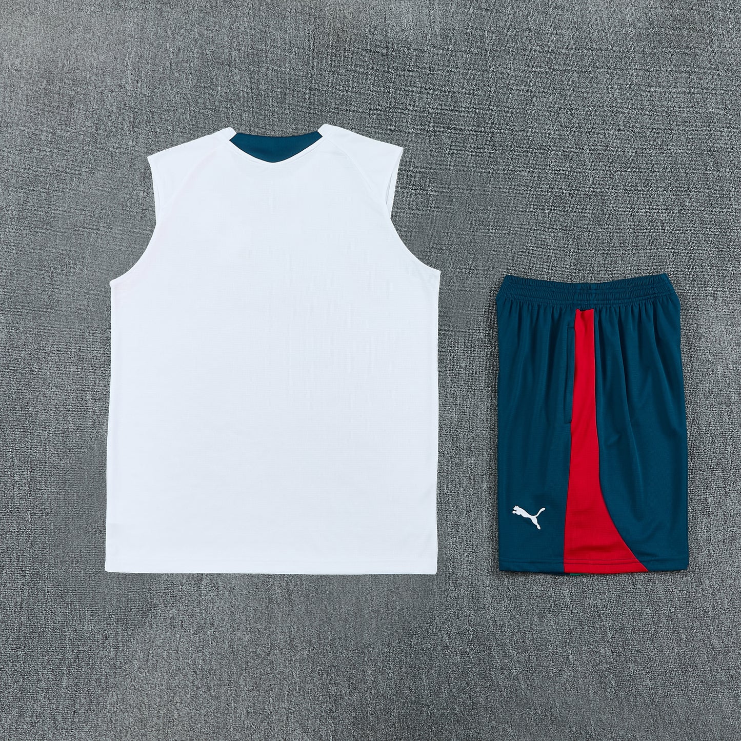 Portugal Vest Set-White and Navy Blue