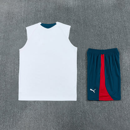 Portugal Vest Set-White and Navy Blue