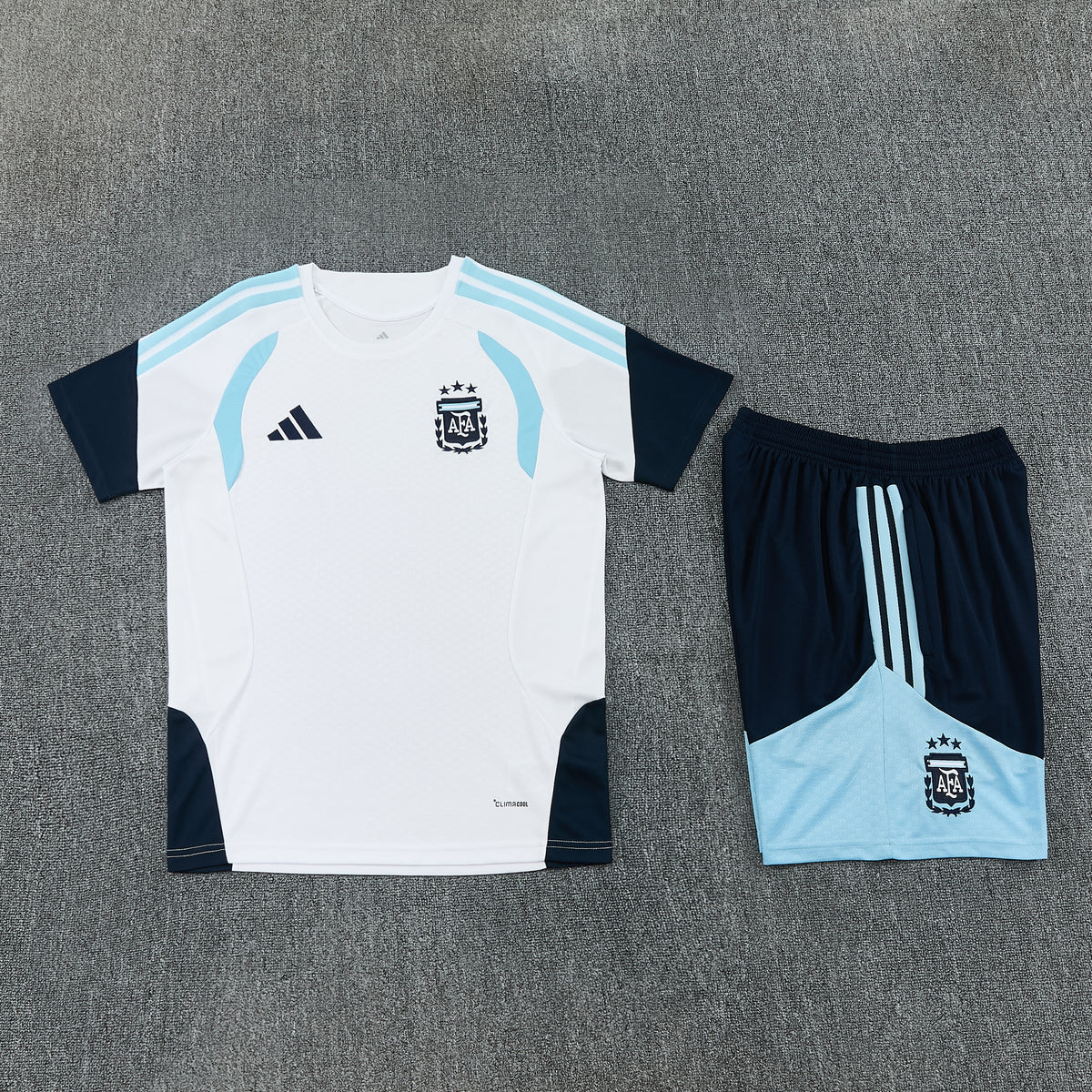 Argentina Shorts Set-White and Navy Blue
