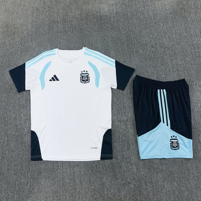 Argentina Shorts Set-White and Navy Blue