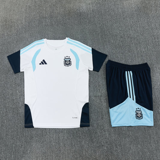 Argentina Shorts Set-White and Navy Blue