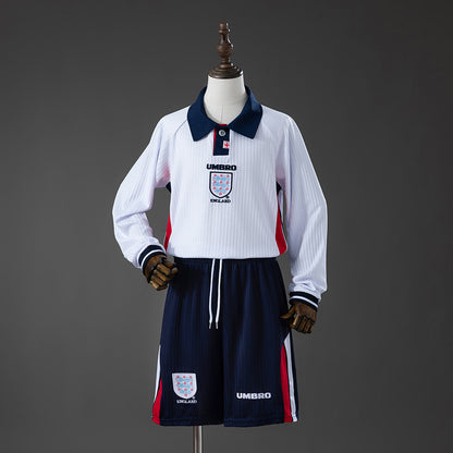 England 1998 Home Retro Long-Sleeved Kids Kit