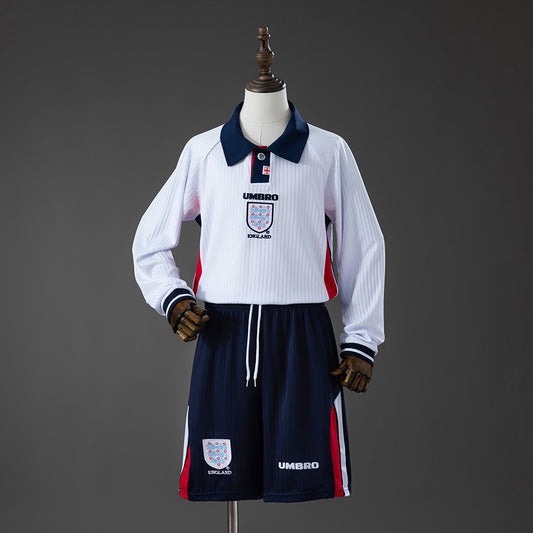 England 1998 Home Retro Long-Sleeved Kids Kit
