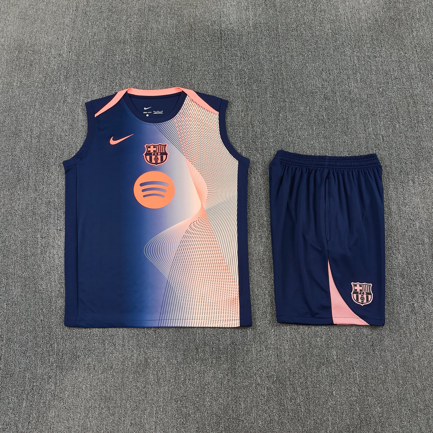 Barcelona Vest Set-Cream and Navy Blue